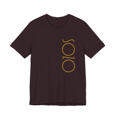 Oxblood Black T-shirt with Sozo in gold
