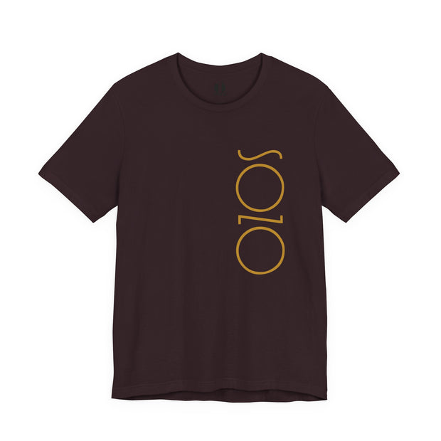 Oxblood Black T-shirt with Sozo in gold