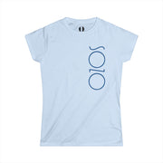 Light Blue semi-fitted women's T-shirt with Sozo in blue