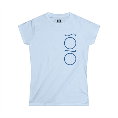 Light Blue semi-fitted women's T-shirt with Sozo in blue