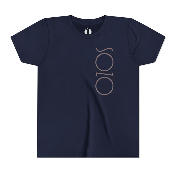 Navy youth T-shirt with Sozo in gray