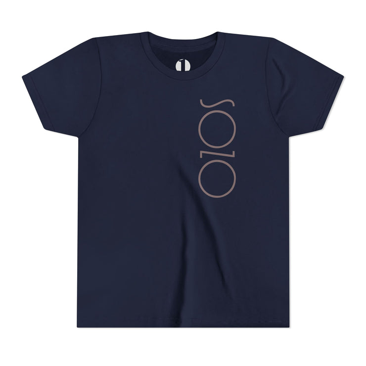 Navy youth T-shirt with Sozo in gray