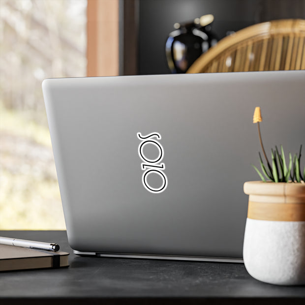 Sozo vinyl decal on laptop