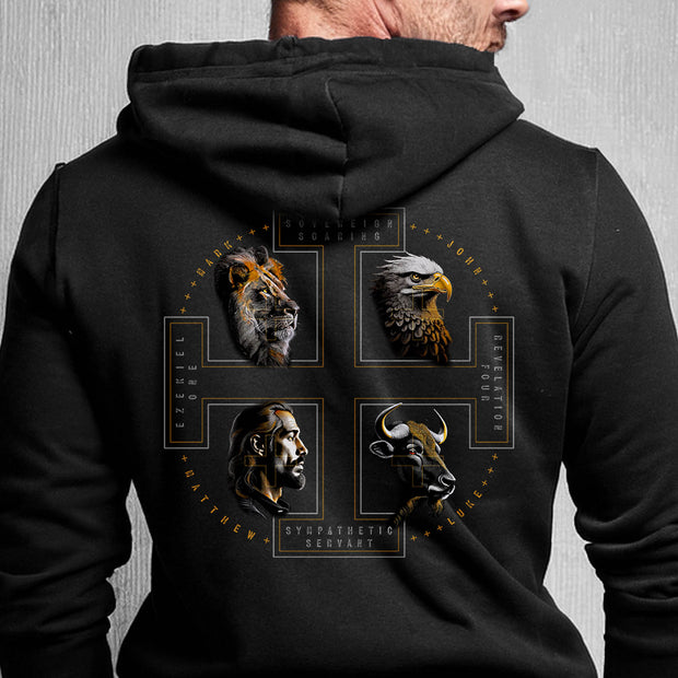 The Four Faces hoodie in black on man
