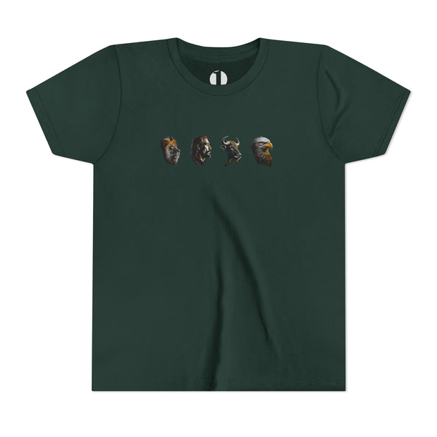 The Four Faces youth T-shirt in Forest Green