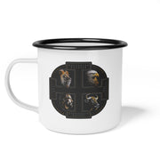 The Four Faces white campsite mug