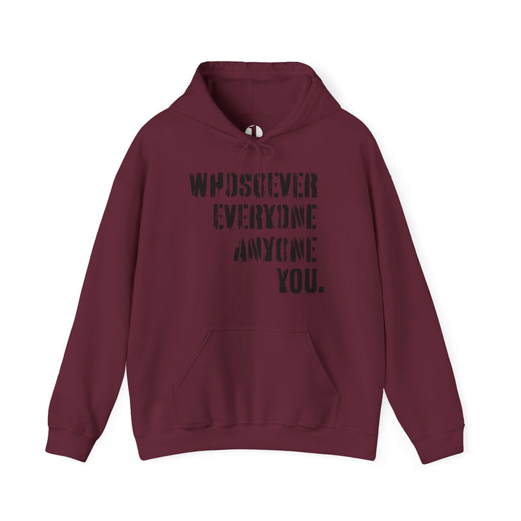 Maroon pullover hoodie with Whosoever Graphic based on John 3:16