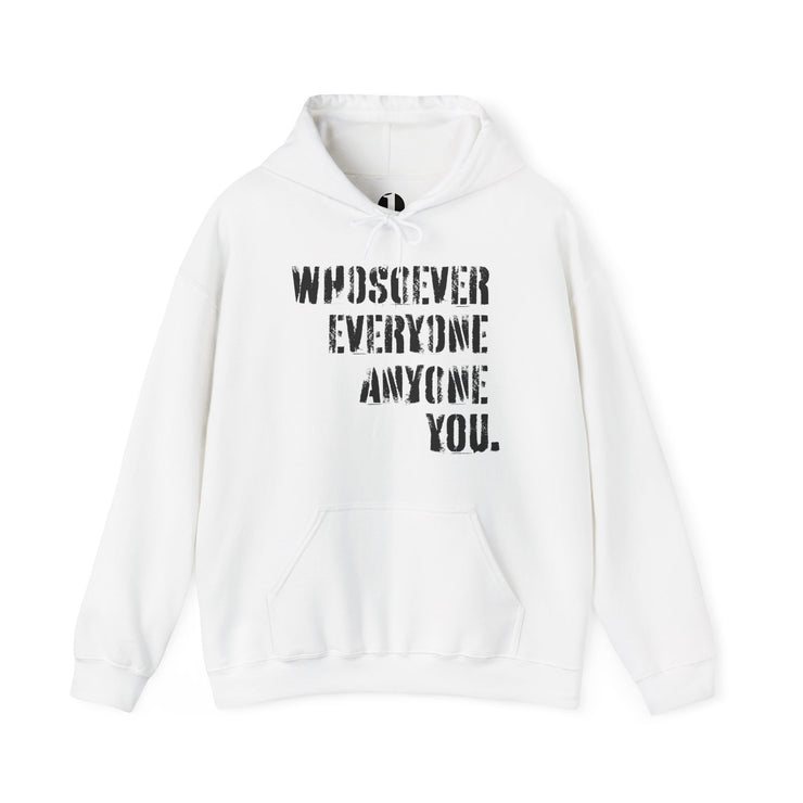 White pullover hoodie with Whosoever Graphic based on John 3:16