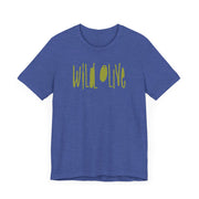 Royal blue heather unisex T-shirt with Wild Olive graphic based on Romans 11:17