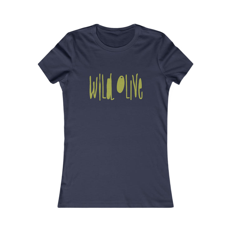 Navy blue women T-shirt with Wild Olive graphic based on Romans 11:17