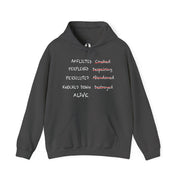 Grey Heather hoodie with graphic based on 2 Corinthians 4:8–9