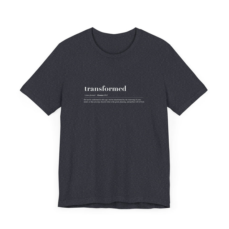 Discipleship Defined T-shirt in Heather Navy – Transformed