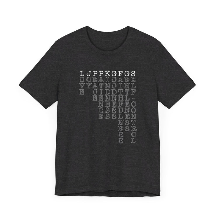 Fruit of the Spirit T-shirt with acronym graphic in Dark Gray Heather
