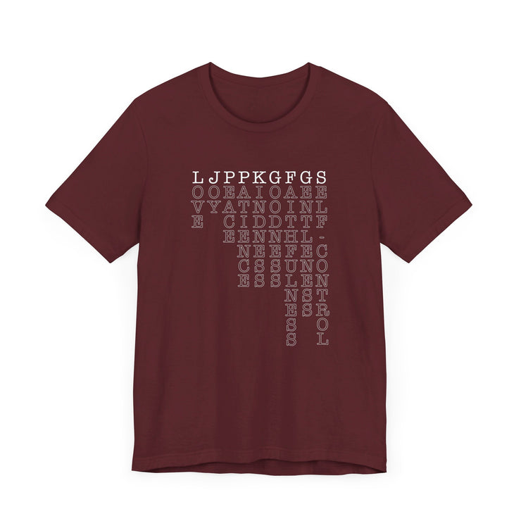 Fruit of the Spirit T-shirt with acronym graphic in Maroon