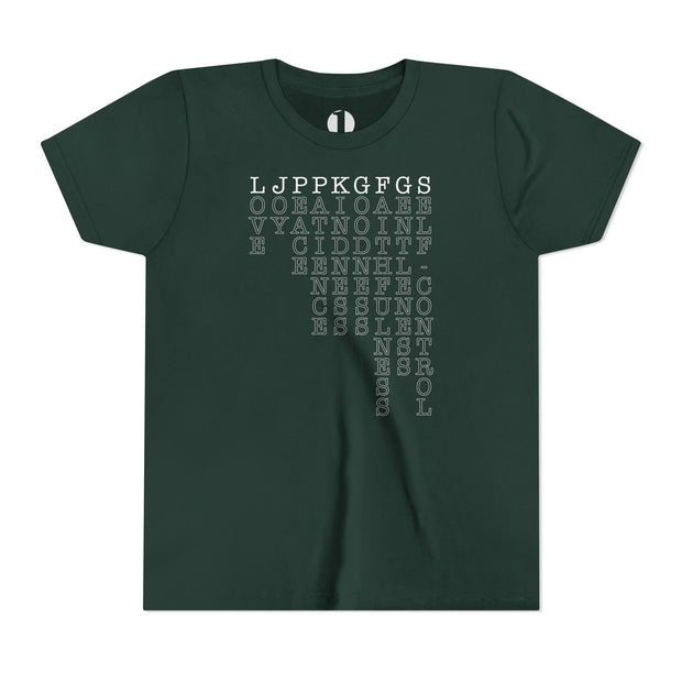 Fruit of the Spirit T-shirt with acronym graphic in Forest Green