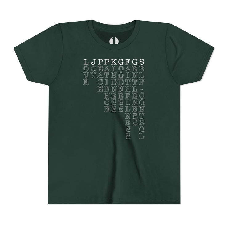 Fruit of the Spirit T-shirt with acronym graphic in Forest Green