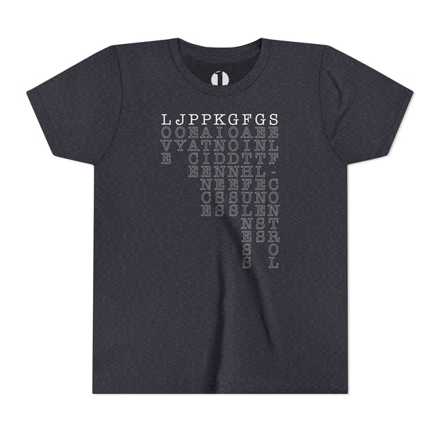 Fruit of the Spirit T-shirt with acronym graphic in Heather Gray