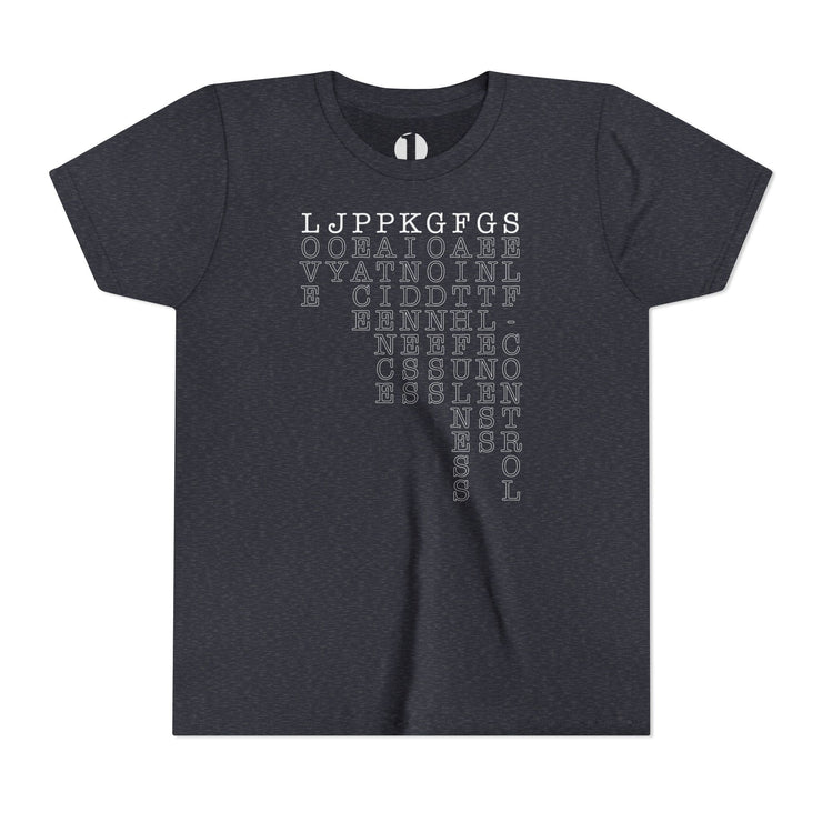 Fruit of the Spirit T-shirt with acronym graphic in Heather Gray