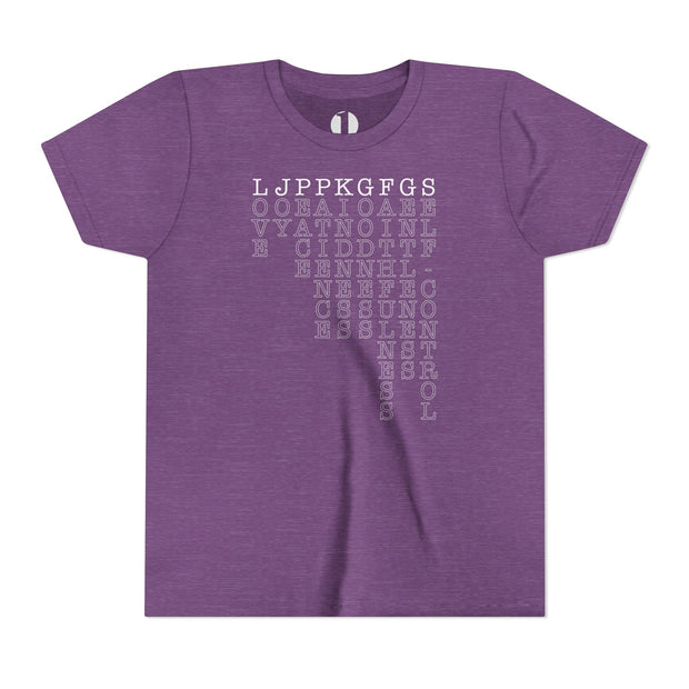 Fruit of the Spirit T-shirt with acronym graphic in Heather Purple