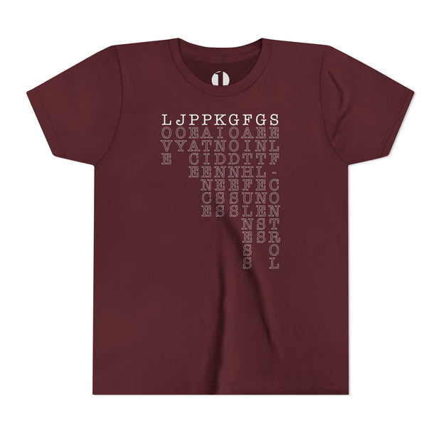 Fruit of the Spirit T-shirt with acronym graphic in Maroon