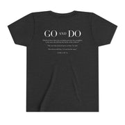 Heather Gray t-shirt with white text on a white background