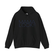 Black hoodie with 'MAMA LOOK!' graphic