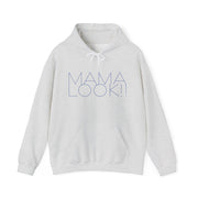 Gray hoodie with 'MAMA LOOK!' graphic