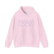 Pink hoodie with 'MAMA LOOK!' graphic
