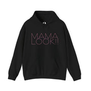 Black hoodie with 'MAMA LOOK!' graphic