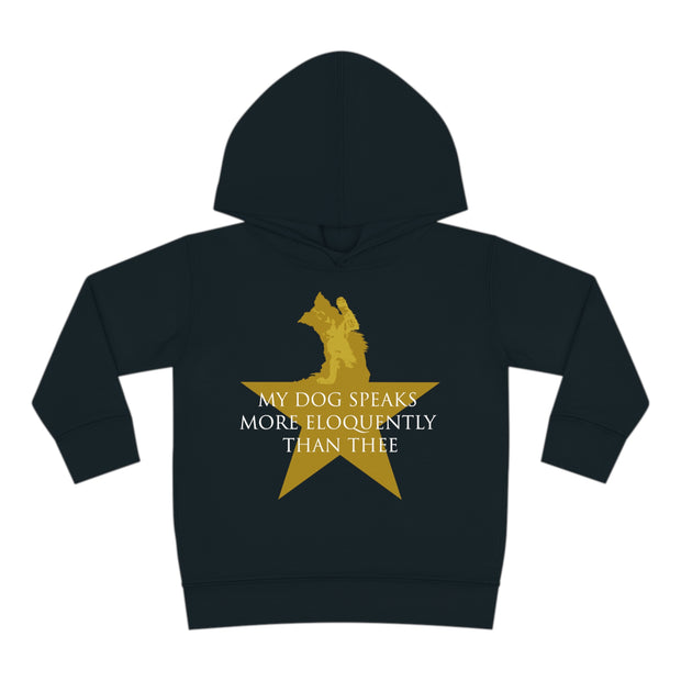 My Dog Speaks More Eloquently Than Thee Kids Hoodie – Black