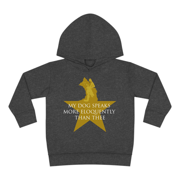 My Dog Speaks More Eloquently Than Thee Kids Hoodie – Dark Charcoal Gray