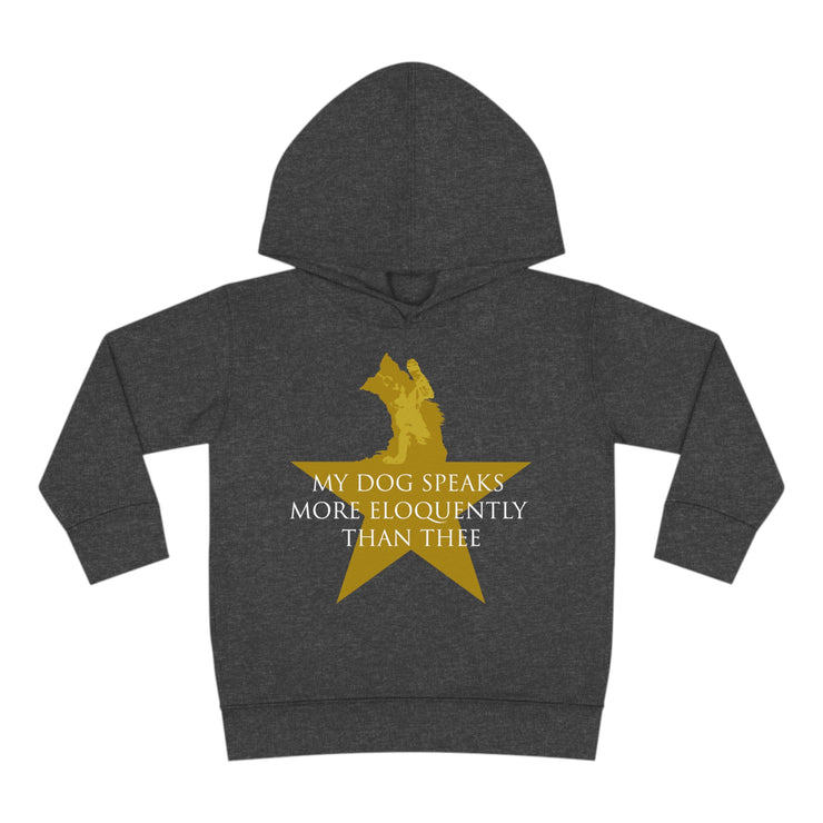 My Dog Speaks More Eloquently Than Thee Kids Hoodie – Dark Charcoal Gray