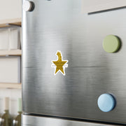Vinyl decal on refrigerator with Hamilton-inspired graphic saying My Dog Speaks More Eloquently Than Thee