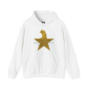 White pullover hoodie with Hamilton-inspired graphic saying My Dog Speaks More Eloquently Than Thee