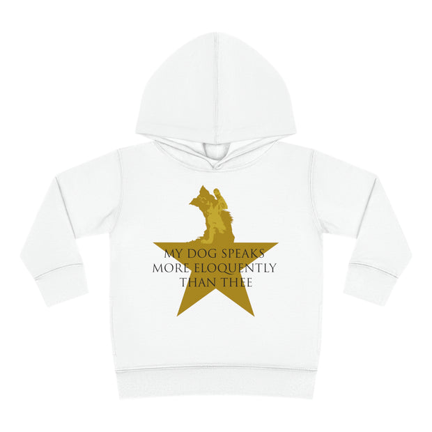 My Dog Speaks More Eloquently Than Thee Kids Hoodie – White