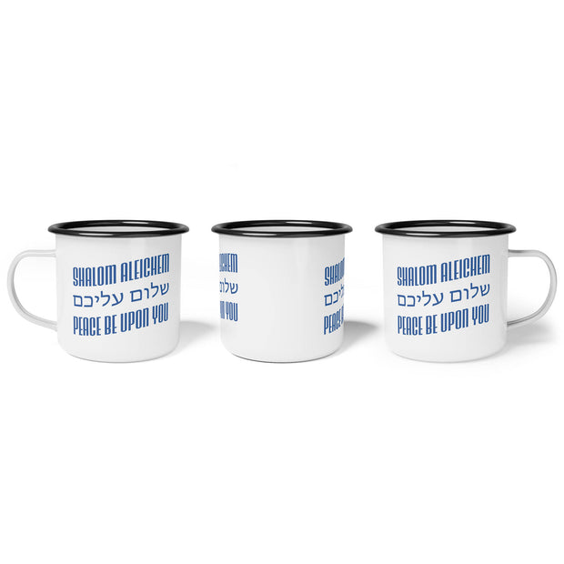Shalom Aleichem (Peace Be Upon You) Flag Version – Enamel Camp Cup (12oz)