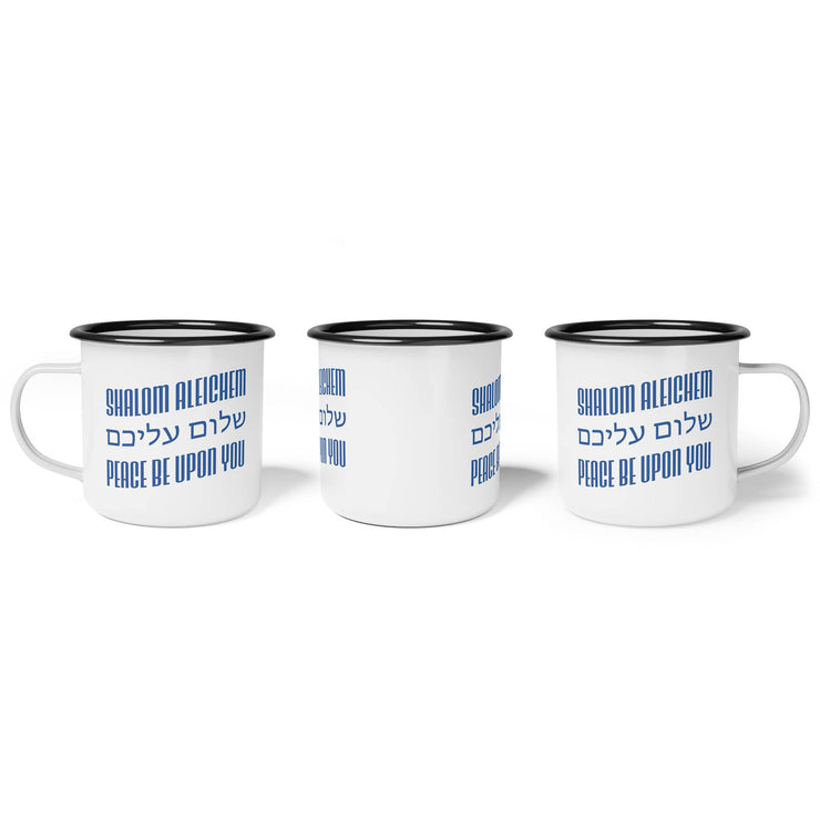 Shalom Aleichem (Peace Be Upon You) Flag Version – Enamel Camp Cup (12oz)