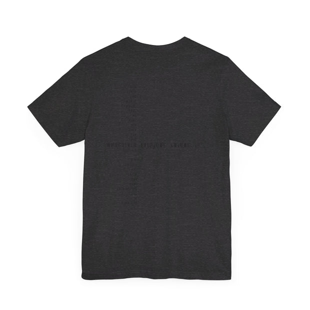 Dark gray heather T-shirt with Whosoever Graphic based on John 3:16