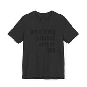 Dark gray heather T-shirt with Whosoever Graphic based on John 3:16